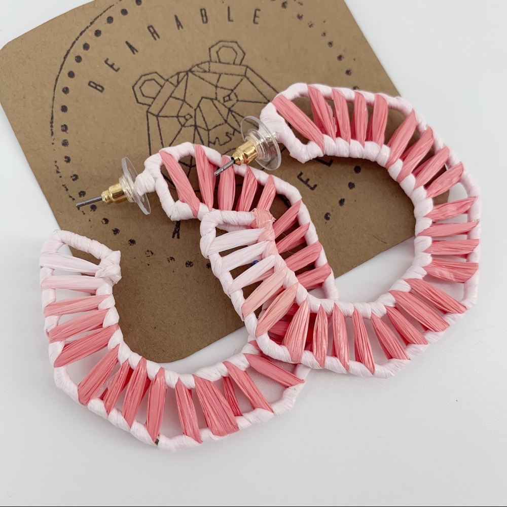 FINAL SALE Wrapped Rafia Ombré Hoop Earrings - Picture 2 of 3